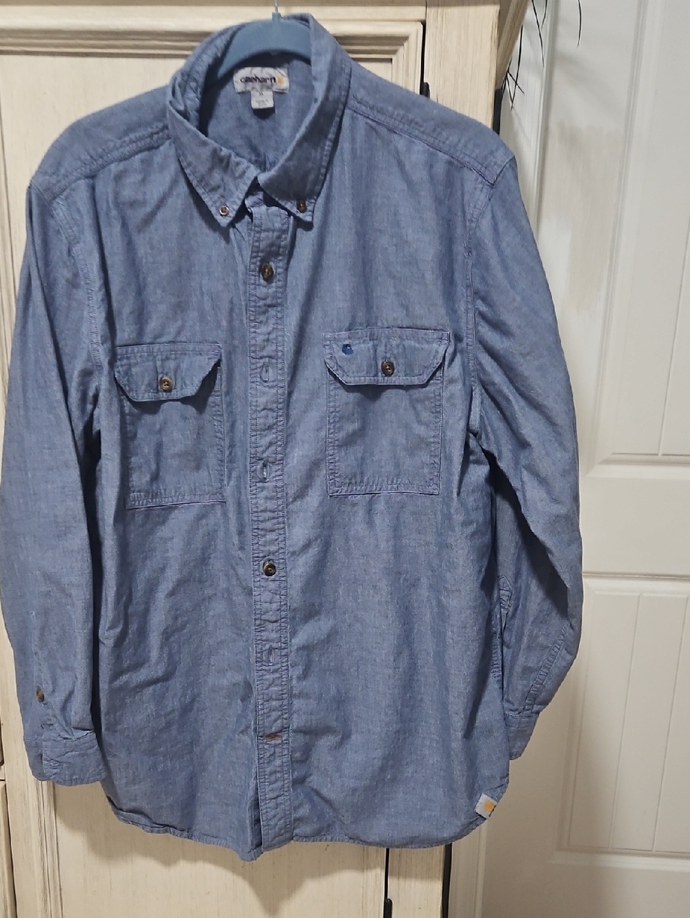 Carhartt Men’s Blue Chambray Button-Down Work Shirt